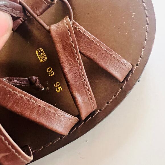 Leathercraft Leather Strappy Lace Up Flat Sandals Size 7 Brown - Picture 6 of 9